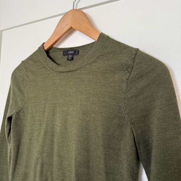 J Crew Sweater Womens Sz XS Green Knit 100% Merino Wool Minimalist Preppy - Picture 3 of 11